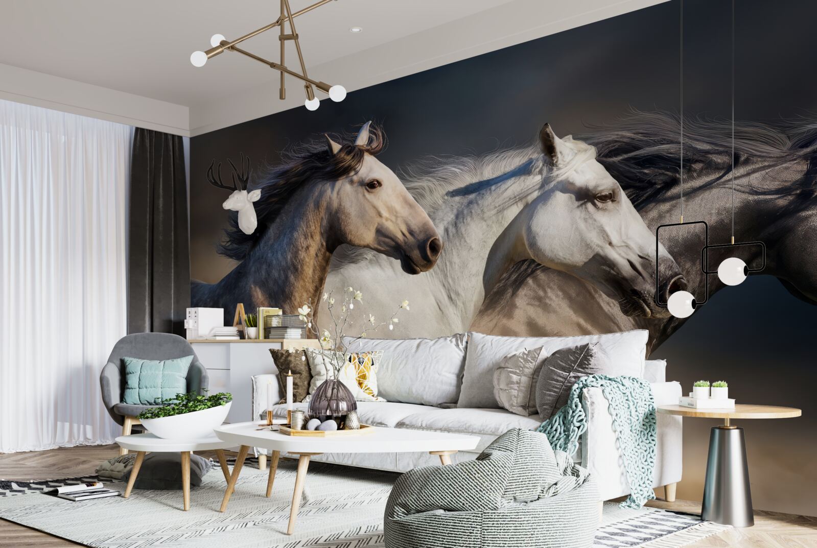 Fototapeta trzy galopujące konie