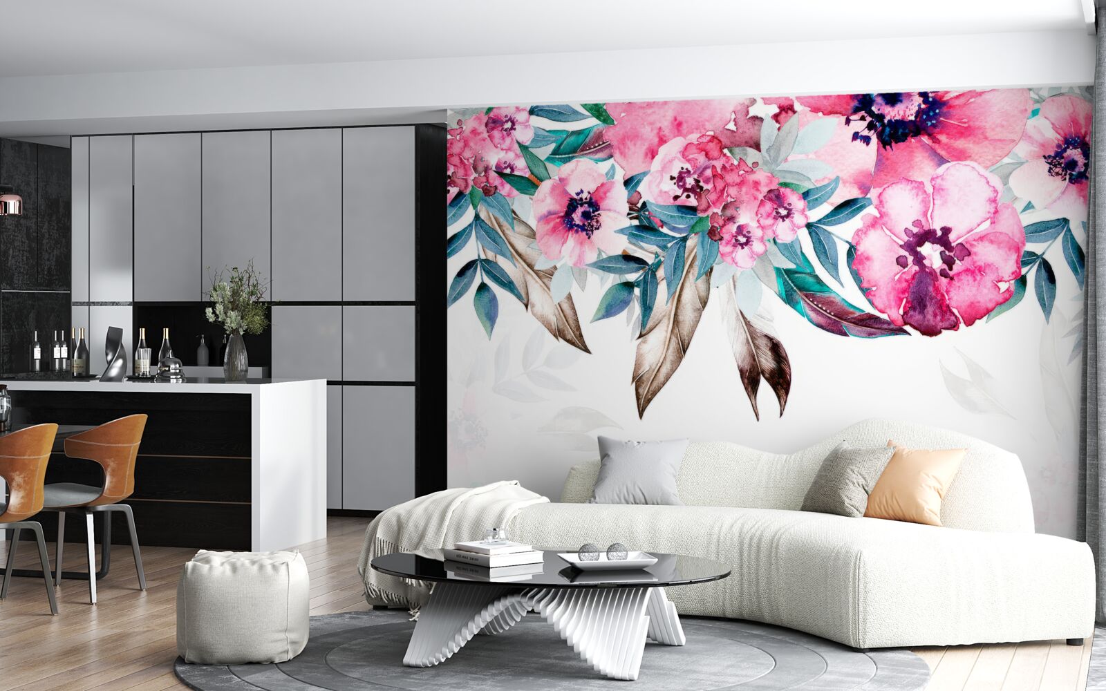 Fototapeta kwiaty pomalowane w odcieniach różu