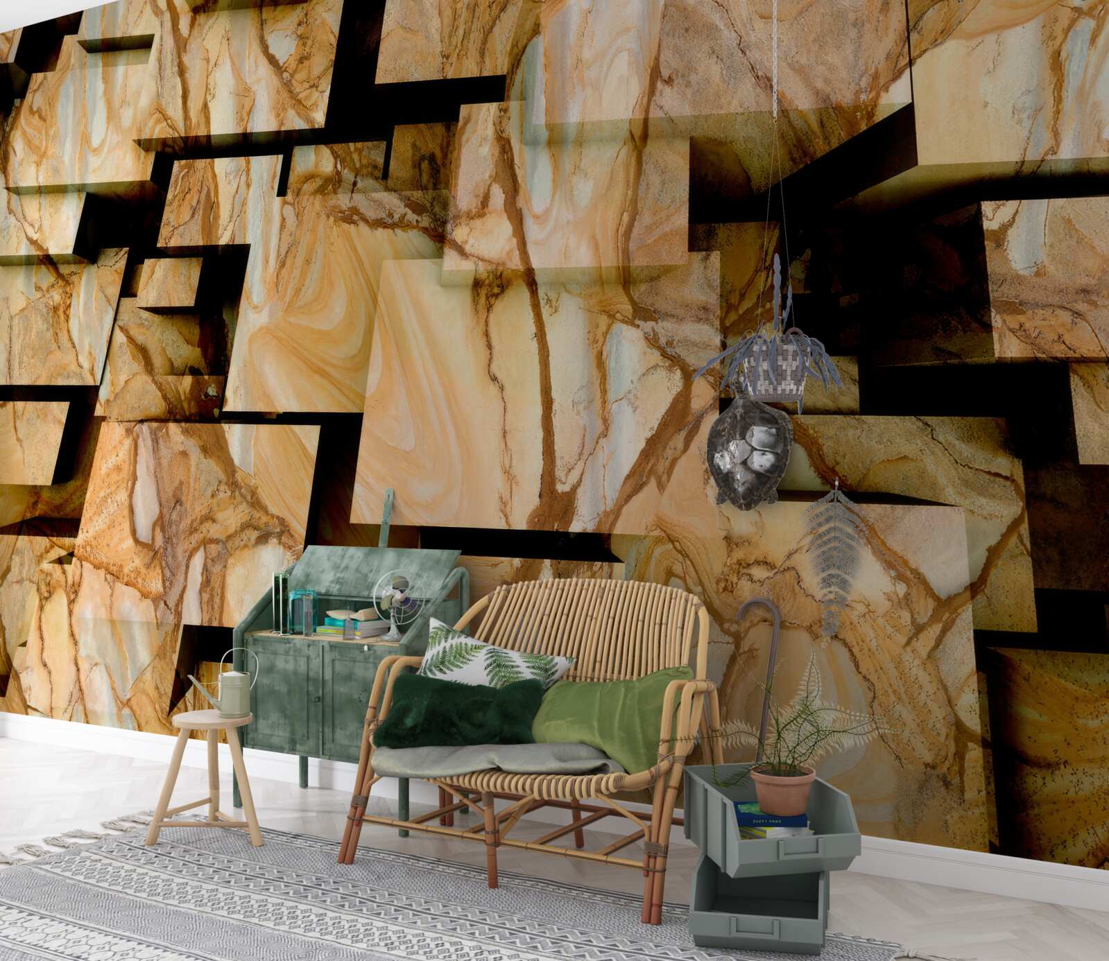 Fototapeta trójwymiarowe brązowe kwadraty