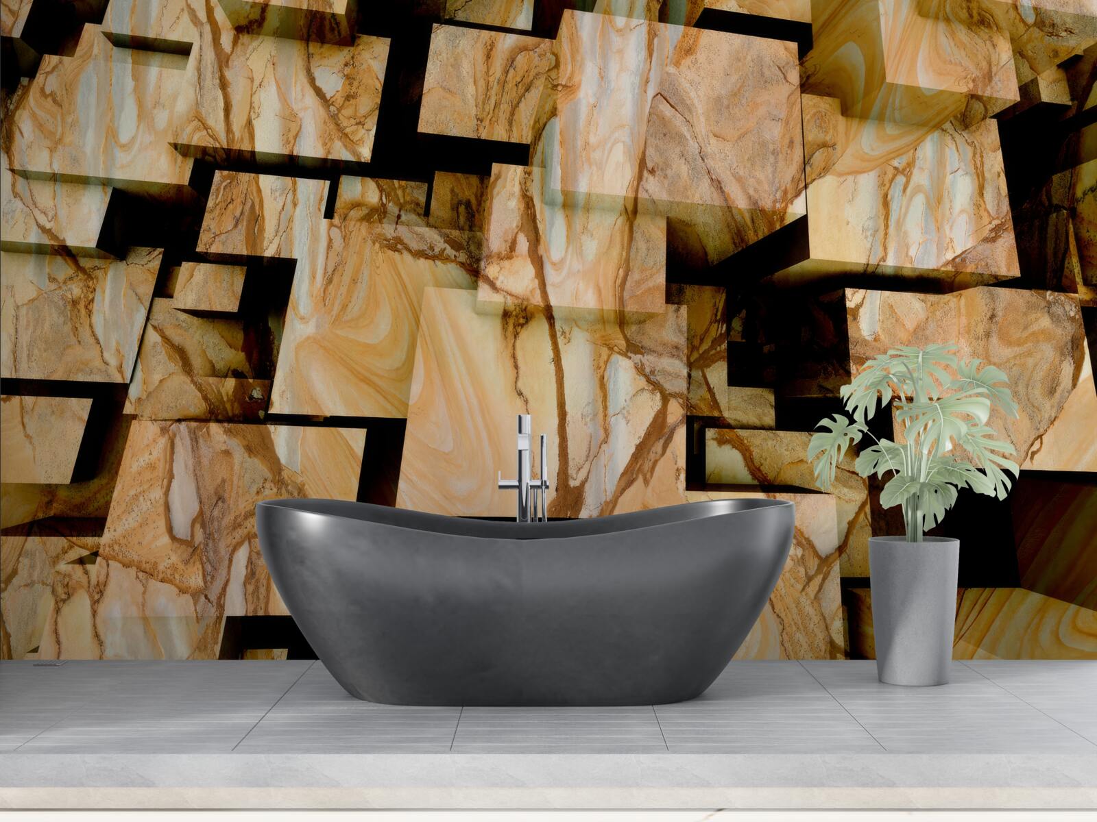 Fototapeta trójwymiarowe brązowe kwadraty