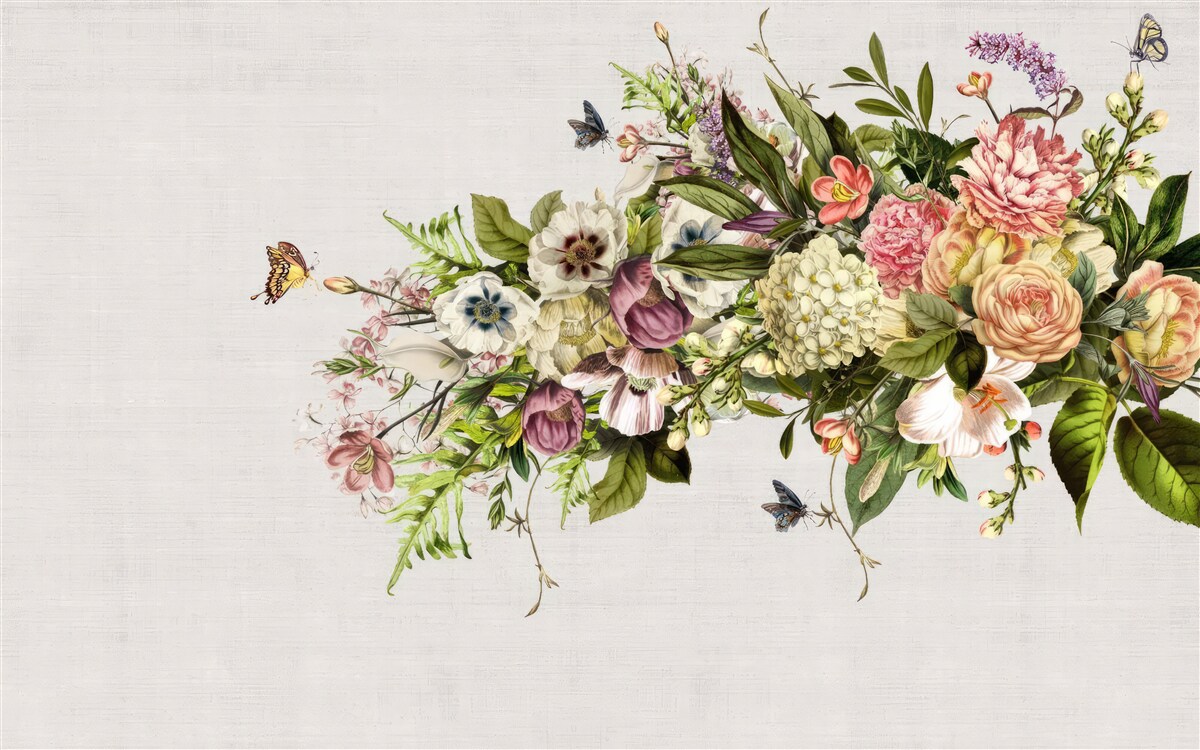 Fototapeta motyle fruwają na pięknych kwiatach