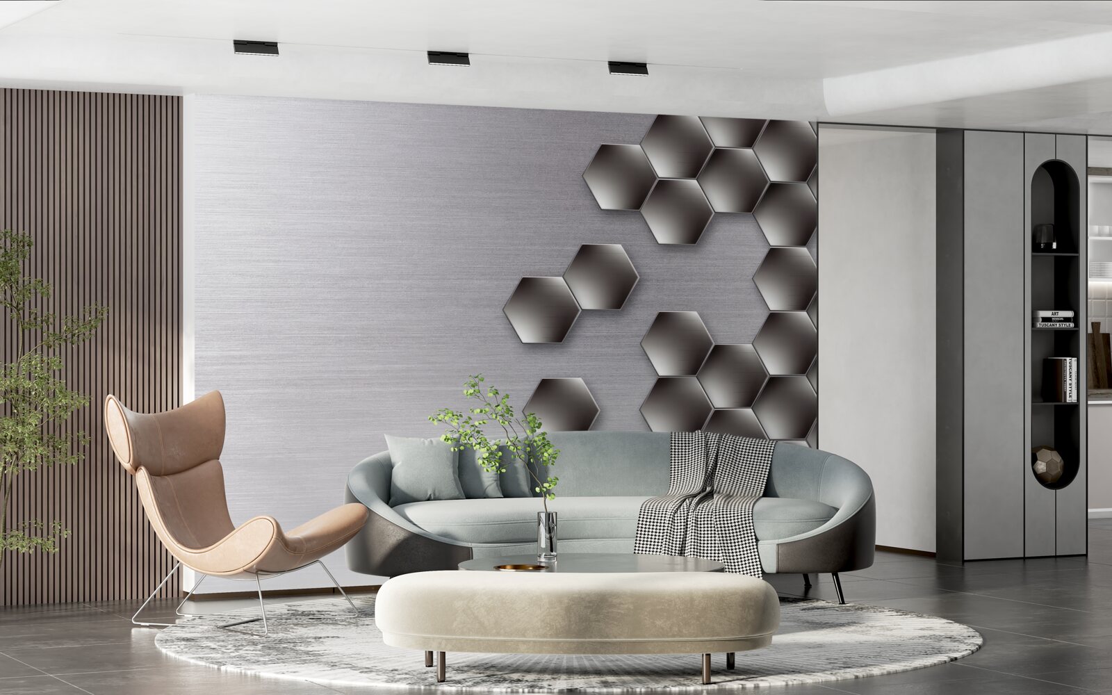 Fototapeta małe czarne sześciokąty