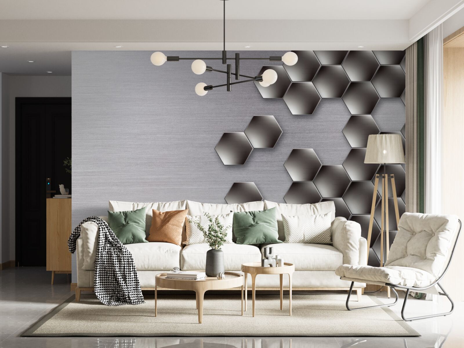 Fototapeta małe czarne sześciokąty