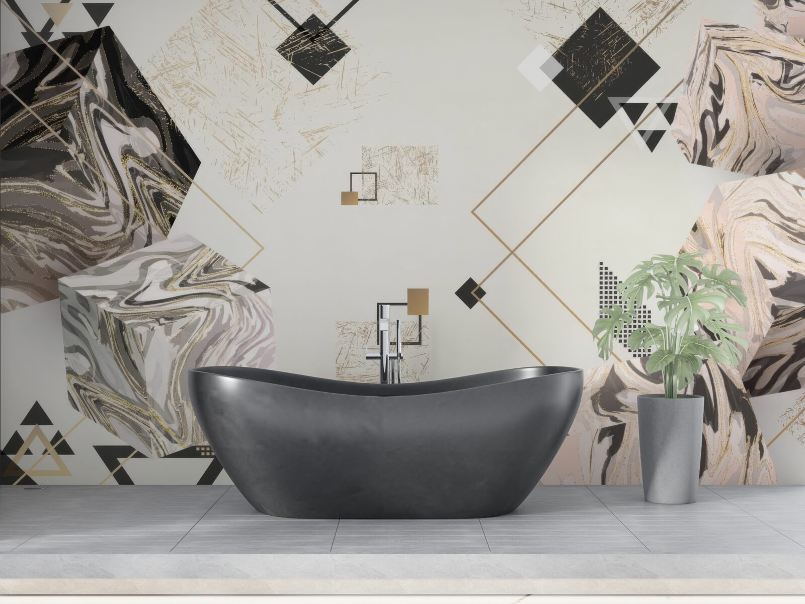 Fototapeta kostki w paski z efektem 3d