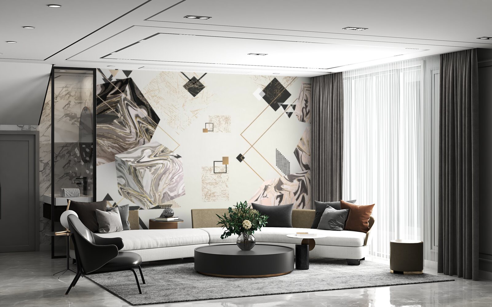 Fototapeta kostki w paski z efektem 3d