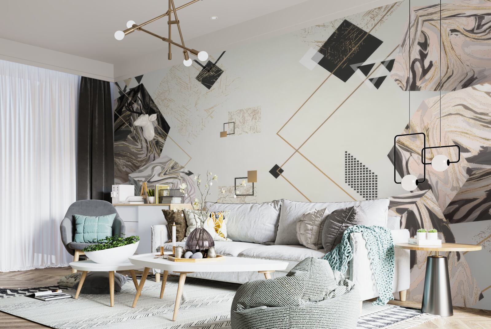 Fototapeta kostki w paski z efektem 3d