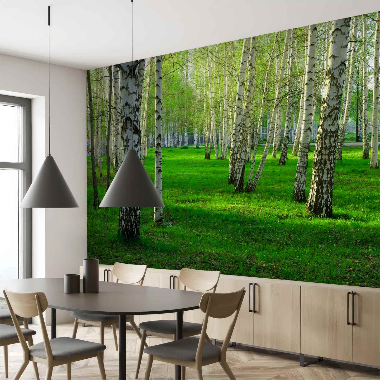 Fototapeta zielona trawa i drzewa