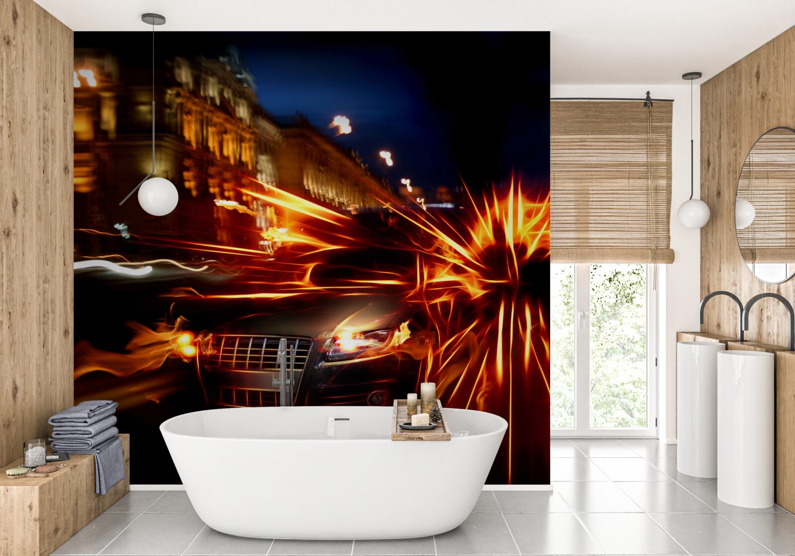 Fototapeta samochód w świetle nocnym