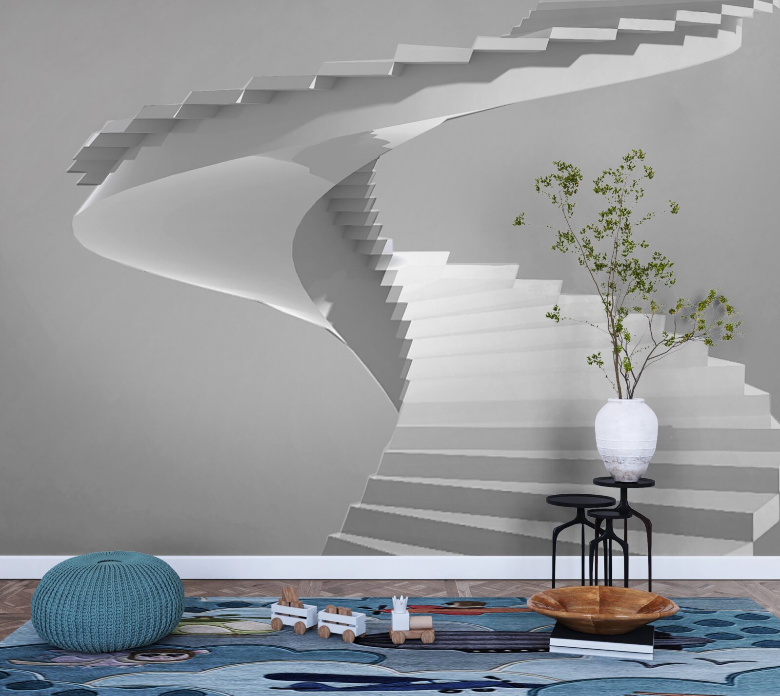 Fototapeta białe wirujące schody
