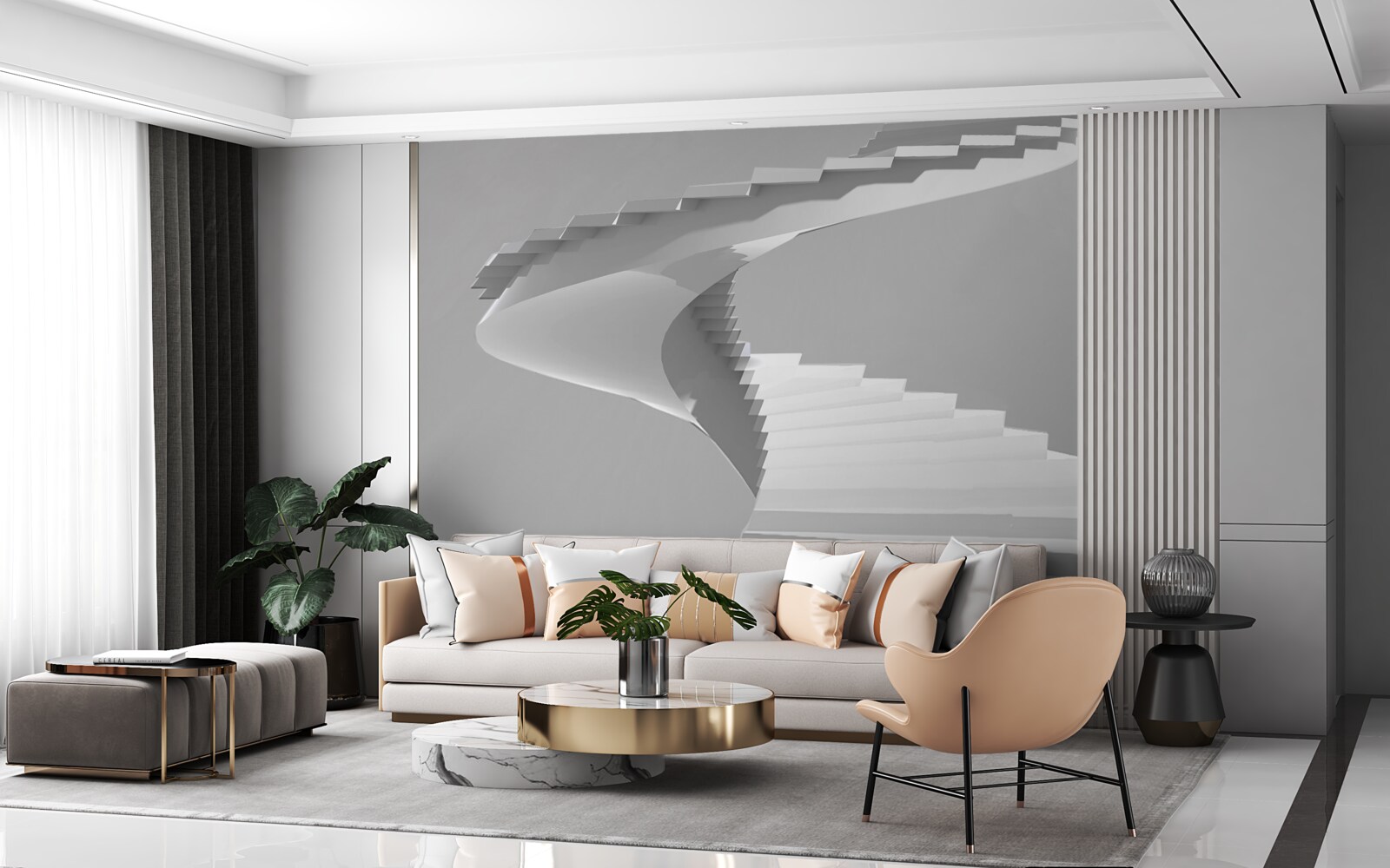 Fototapeta białe wirujące schody