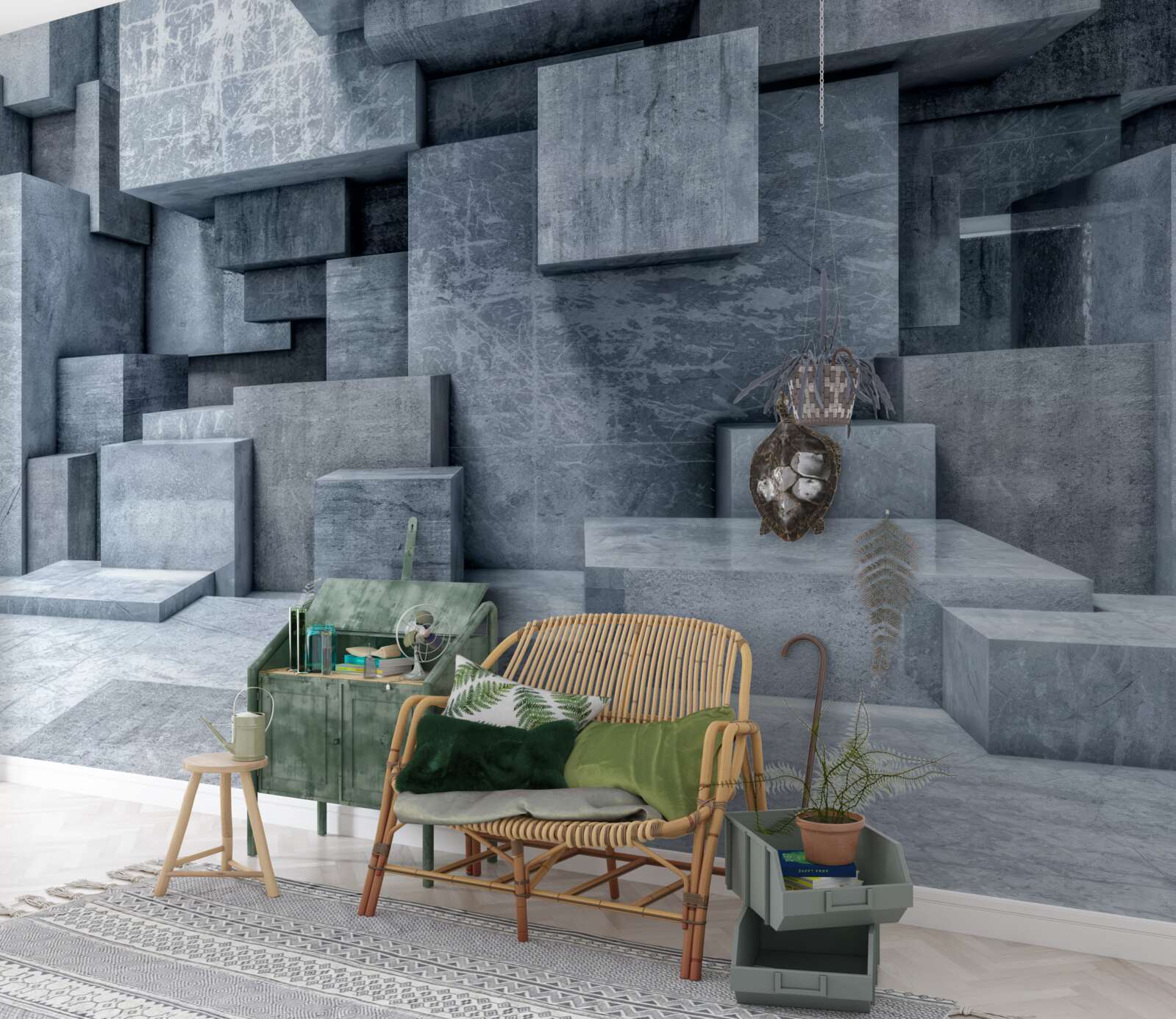 Fototapeta trójwymiarowe szare kostki