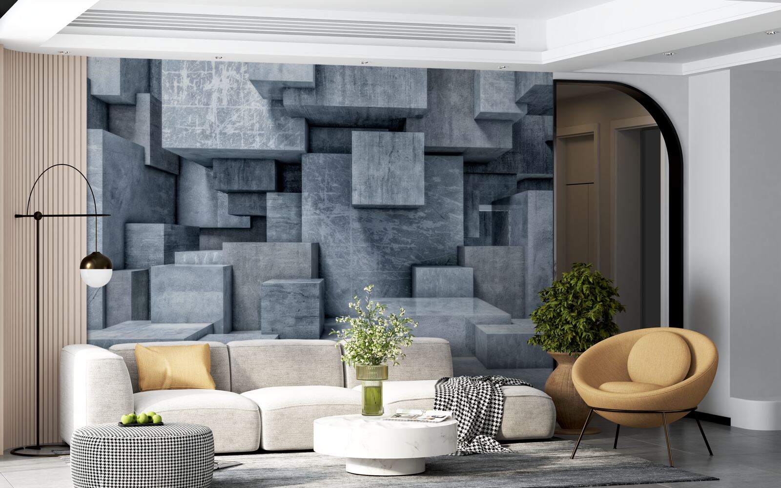 Fototapeta trójwymiarowe szare kostki