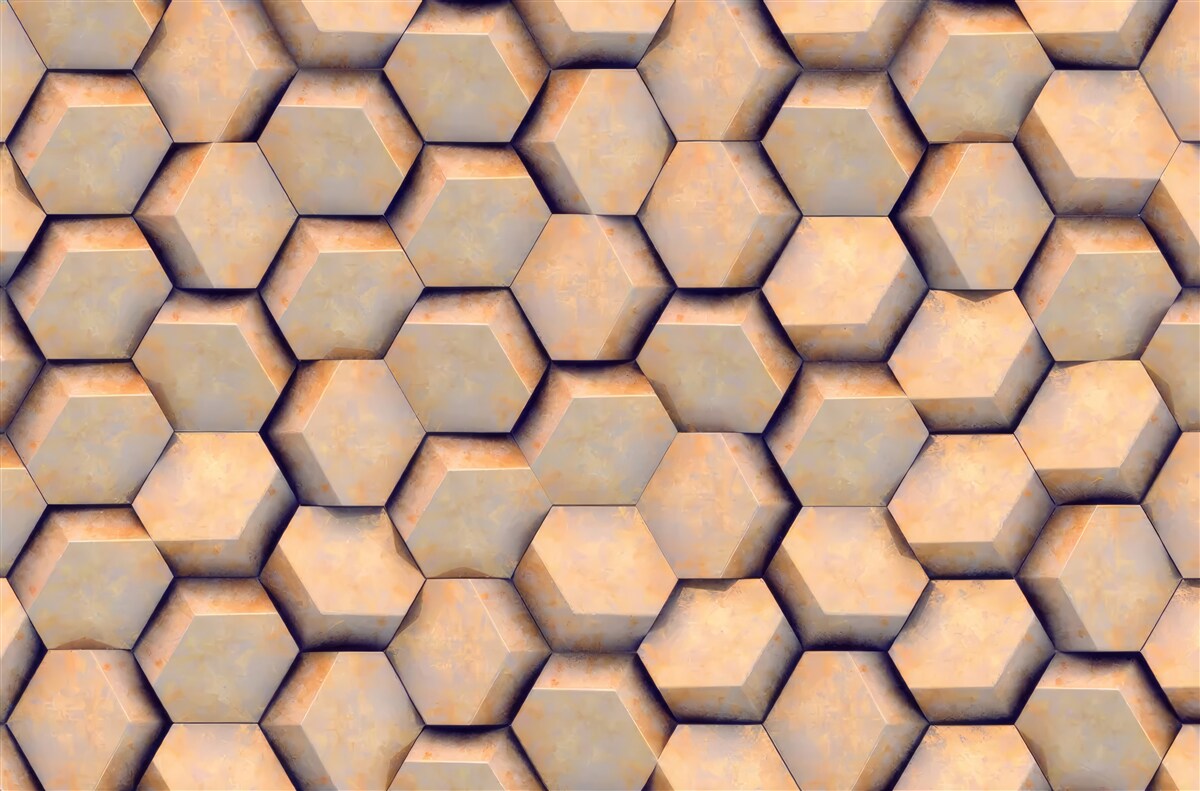 Fototapeta brązowe sześciokąty o trójwymiarowym kształcie