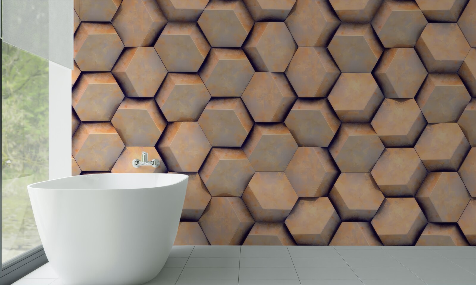 Fototapeta brązowe sześciokąty o trójwymiarowym kształcie