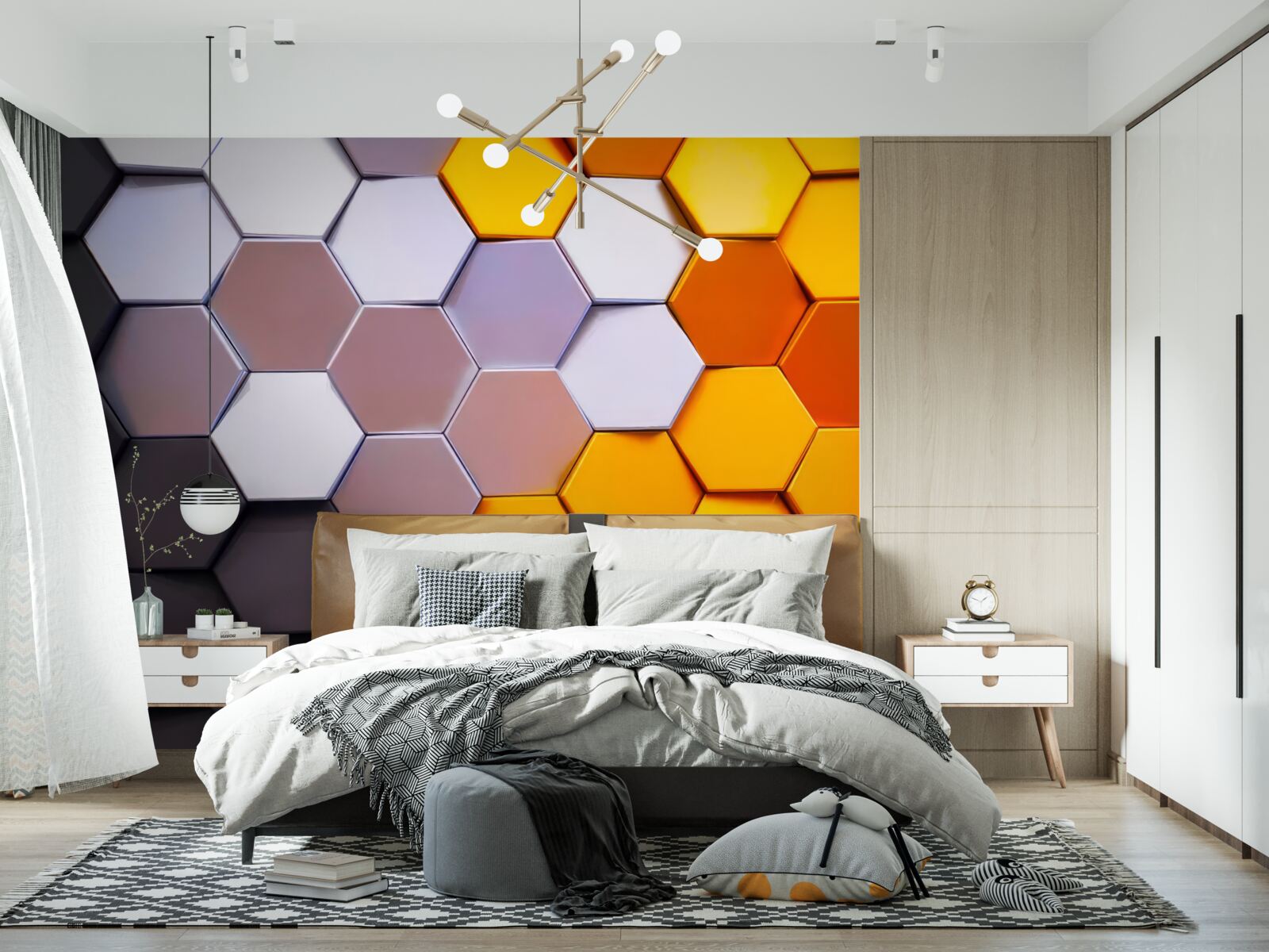 Fototapeta wielokolorowe sześciokątne kształty