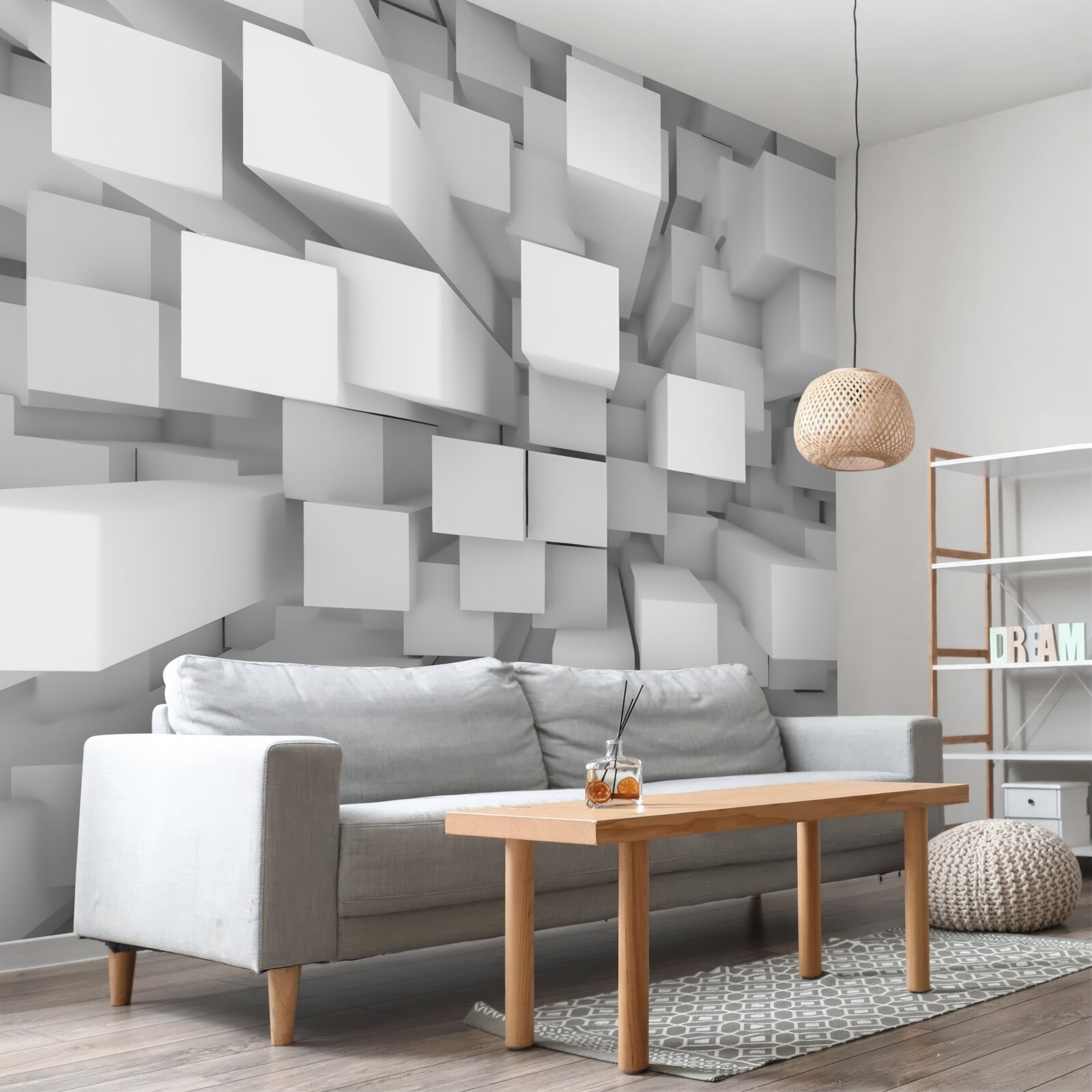 Fototapeta trójwymiarowe białe równoległościany