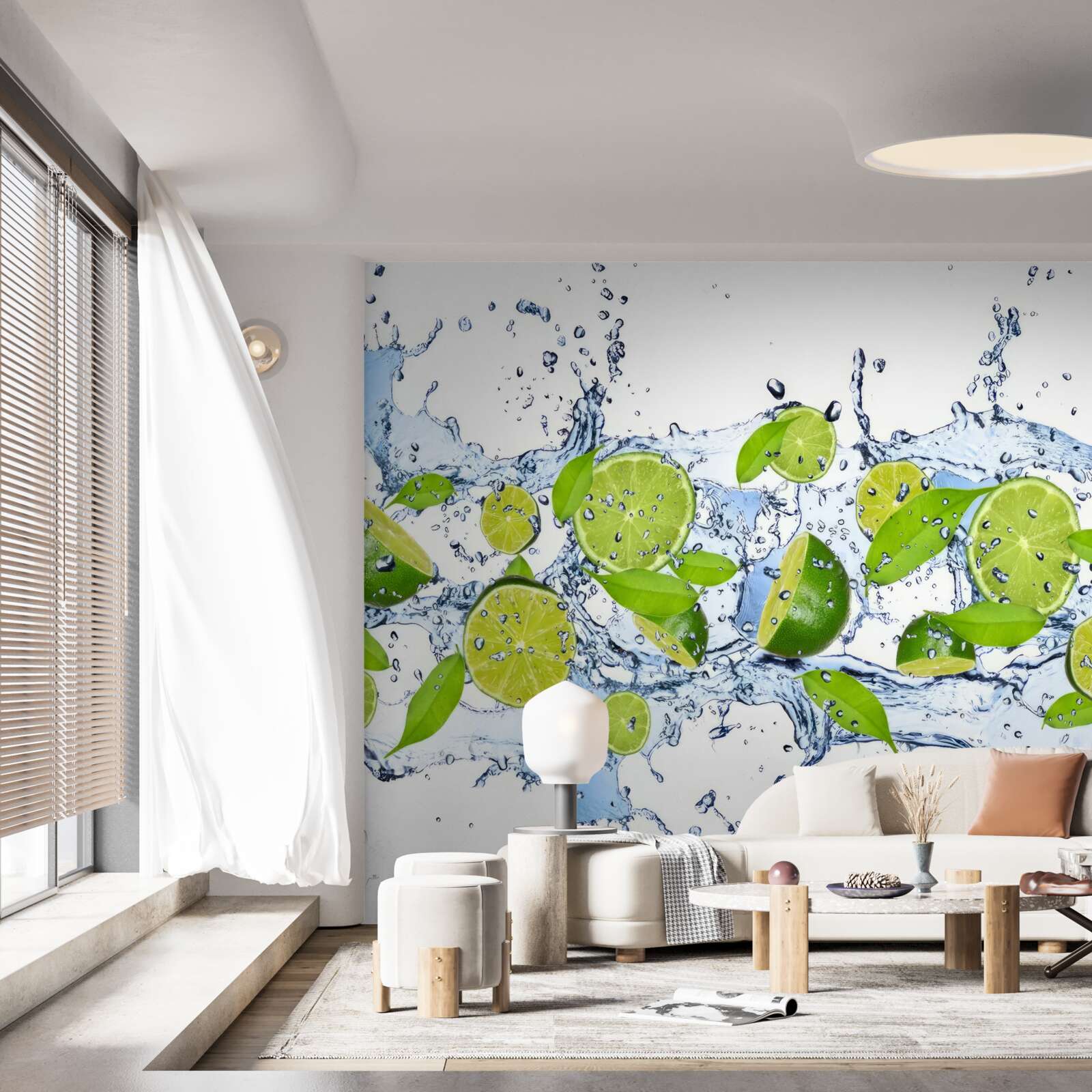 Fototapeta limonki pokrojone w plasterki i umieszczone w wodzie