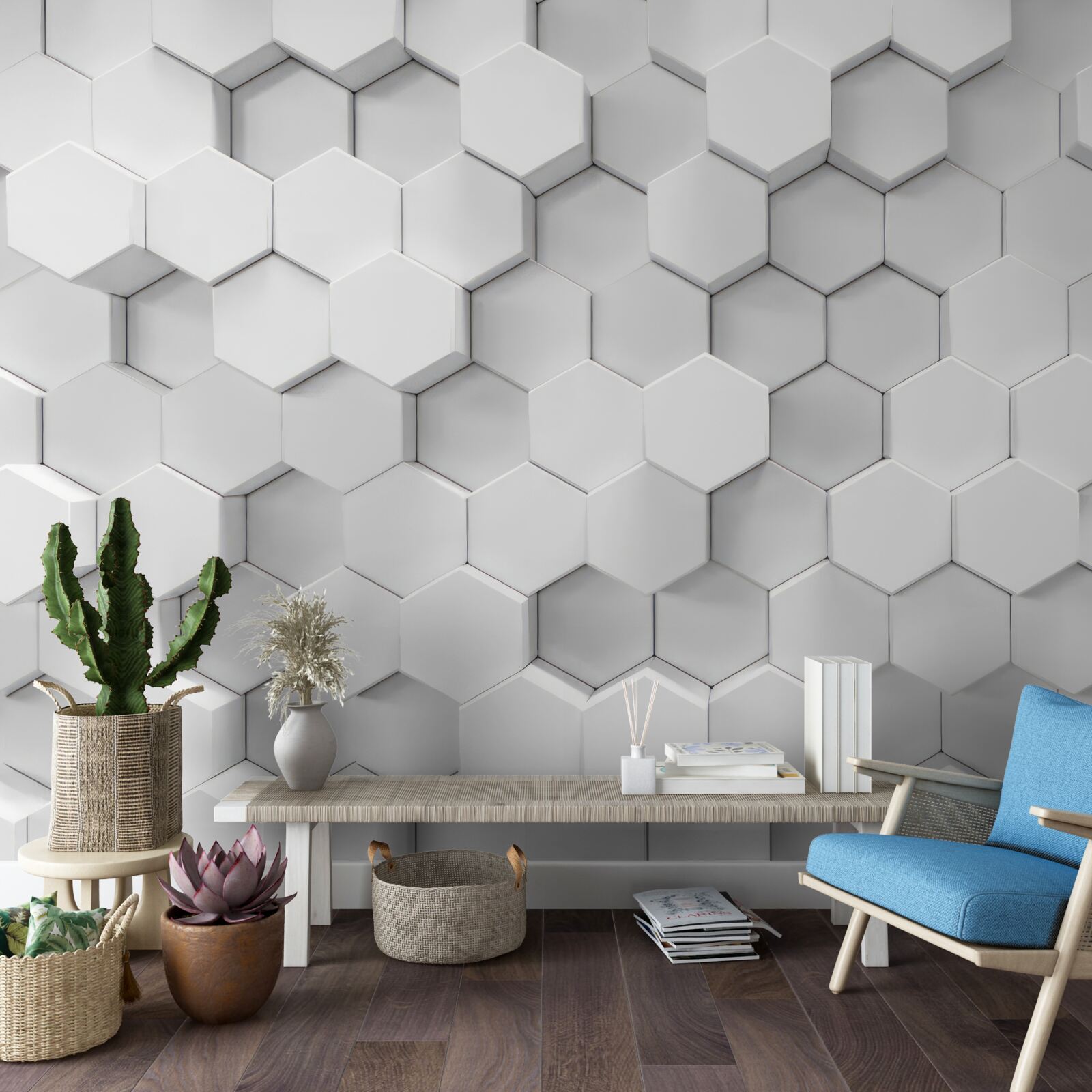 Fototapeta wiele białych sześciokątów