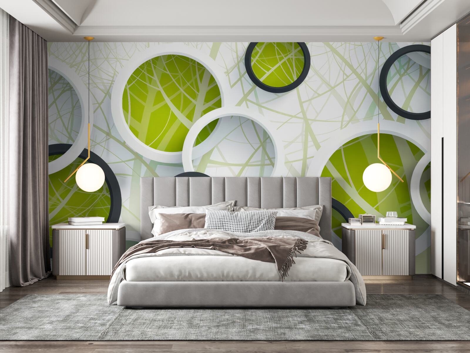 Fototapeta tło składające się z obszernych czarno-białych kółek