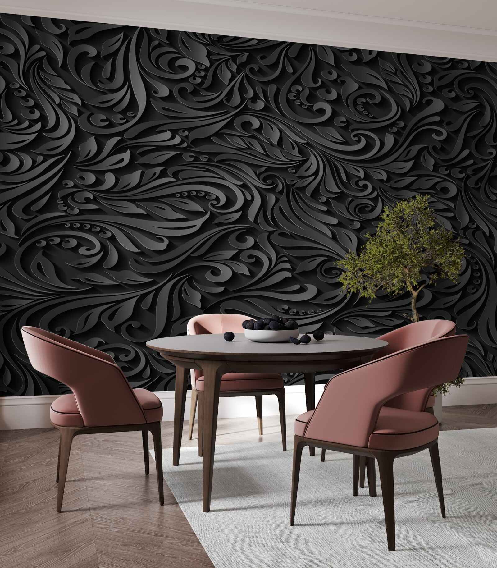 Fototapeta czarne loki o różnych kształtach