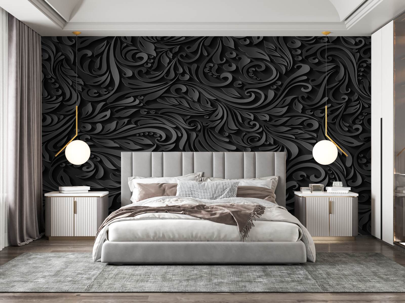 Fototapeta czarne loki o różnych kształtach