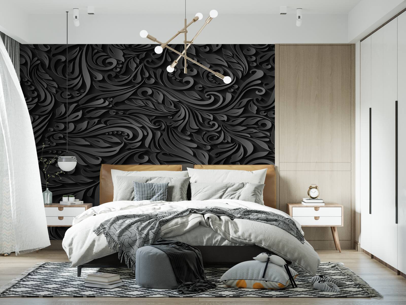 Fototapeta czarne loki o różnych kształtach