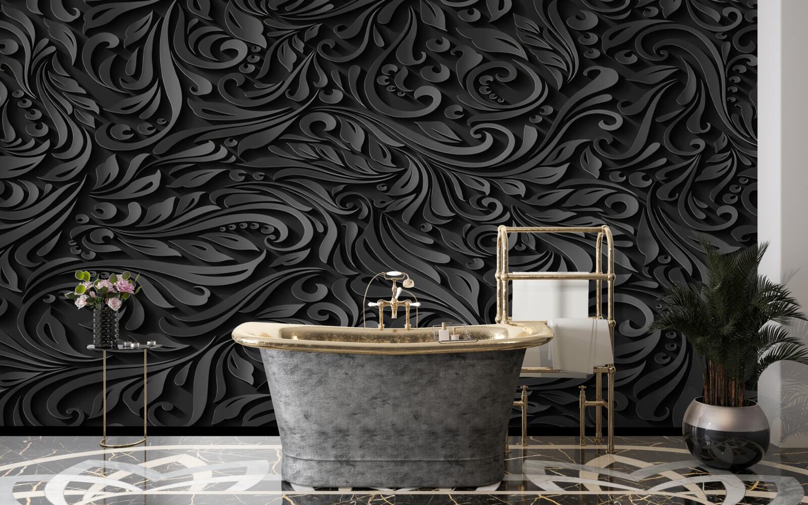 Fototapeta czarne loki o różnych kształtach