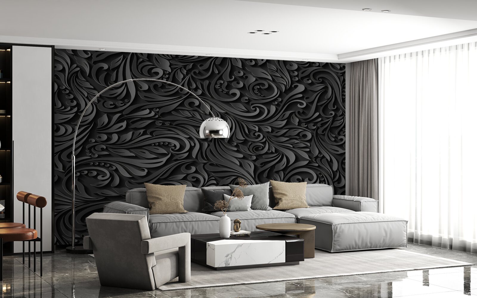 Fototapeta czarne loki o różnych kształtach