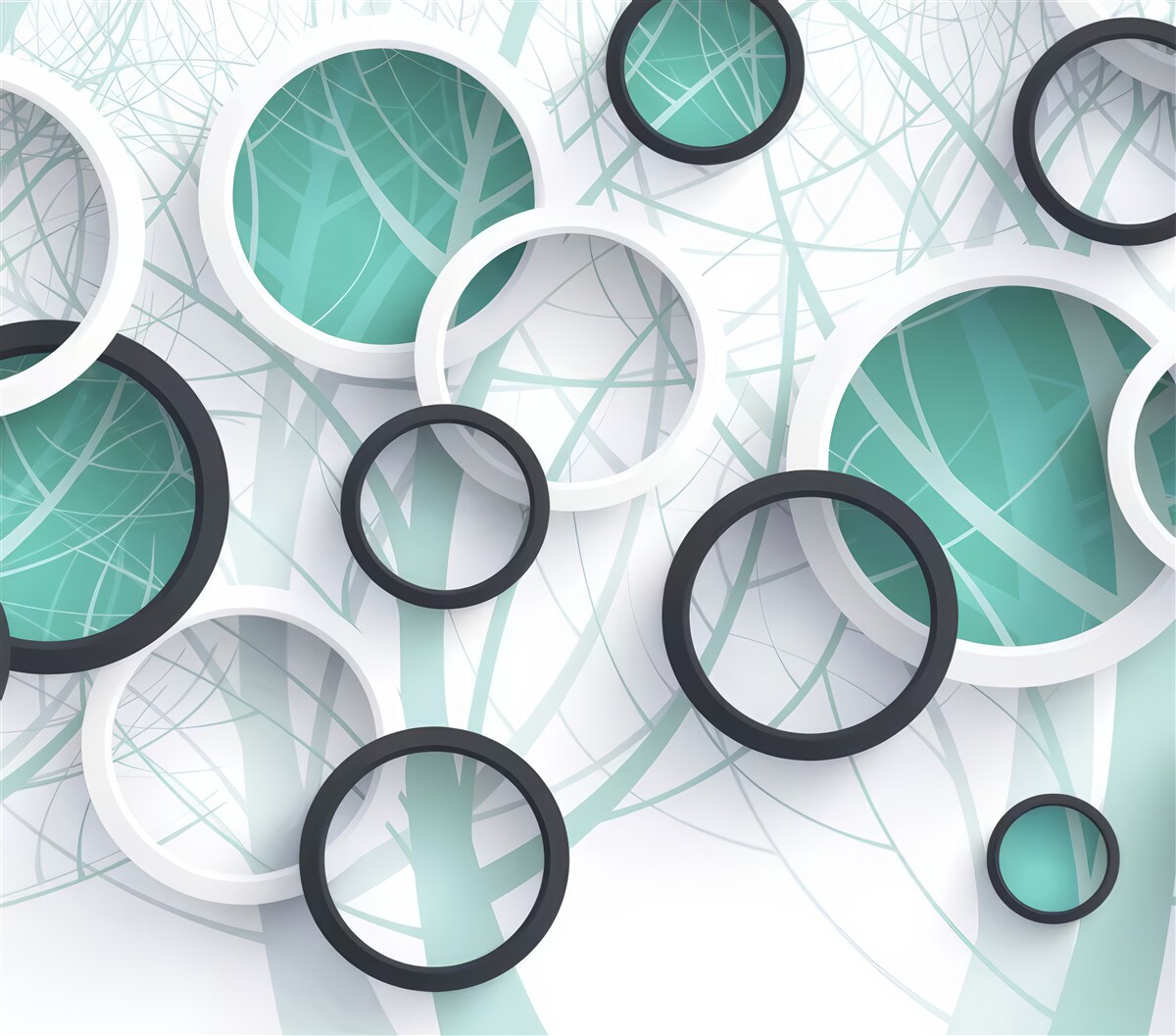 Fototapeta koła wolumetryczne w kolorach czarno-białych