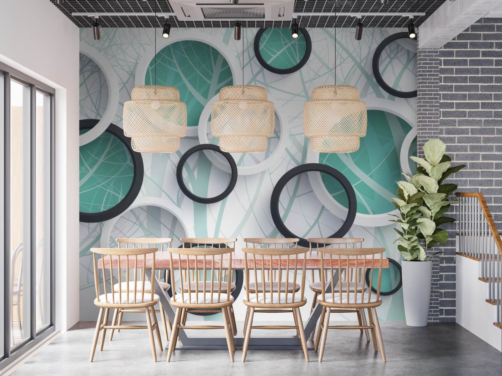 Fototapeta koła wolumetryczne w kolorach czarno-białych