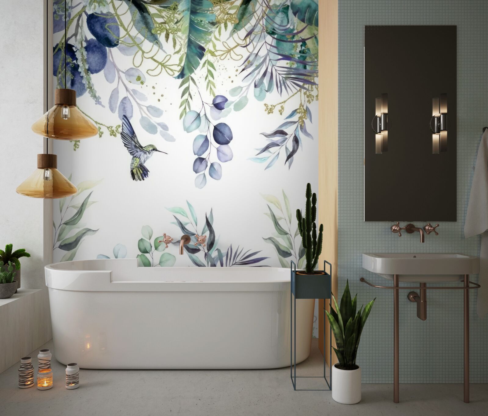 Fototapeta koliber zbliża się do kwiatu