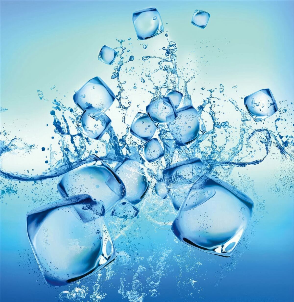 Fototapeta lód w postaci kostek w płynie
