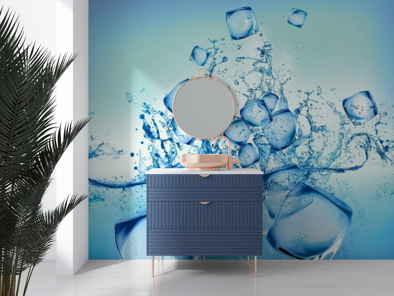 Fototapeta lód w postaci kostek w płynie