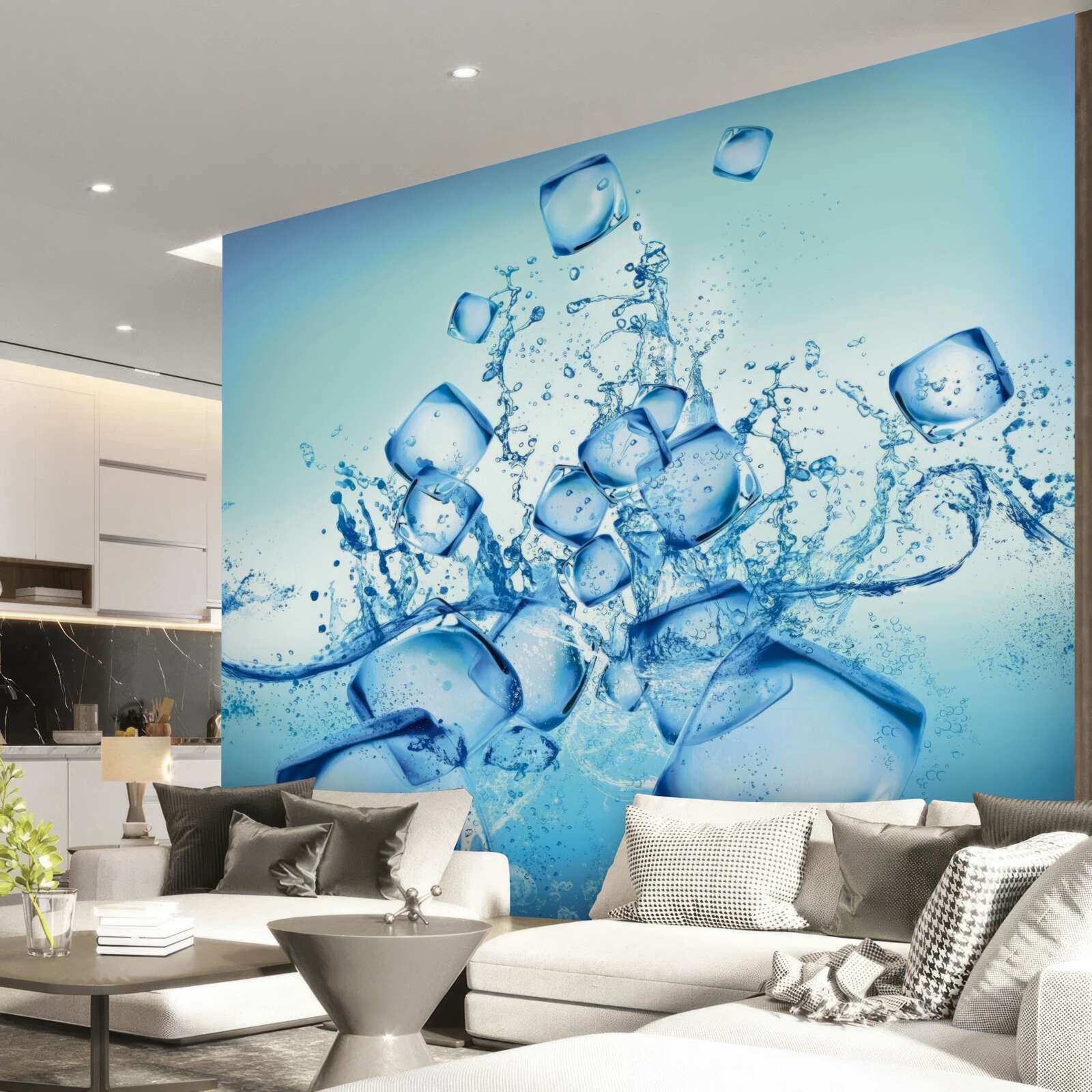 Fototapeta lód w postaci kostek w płynie