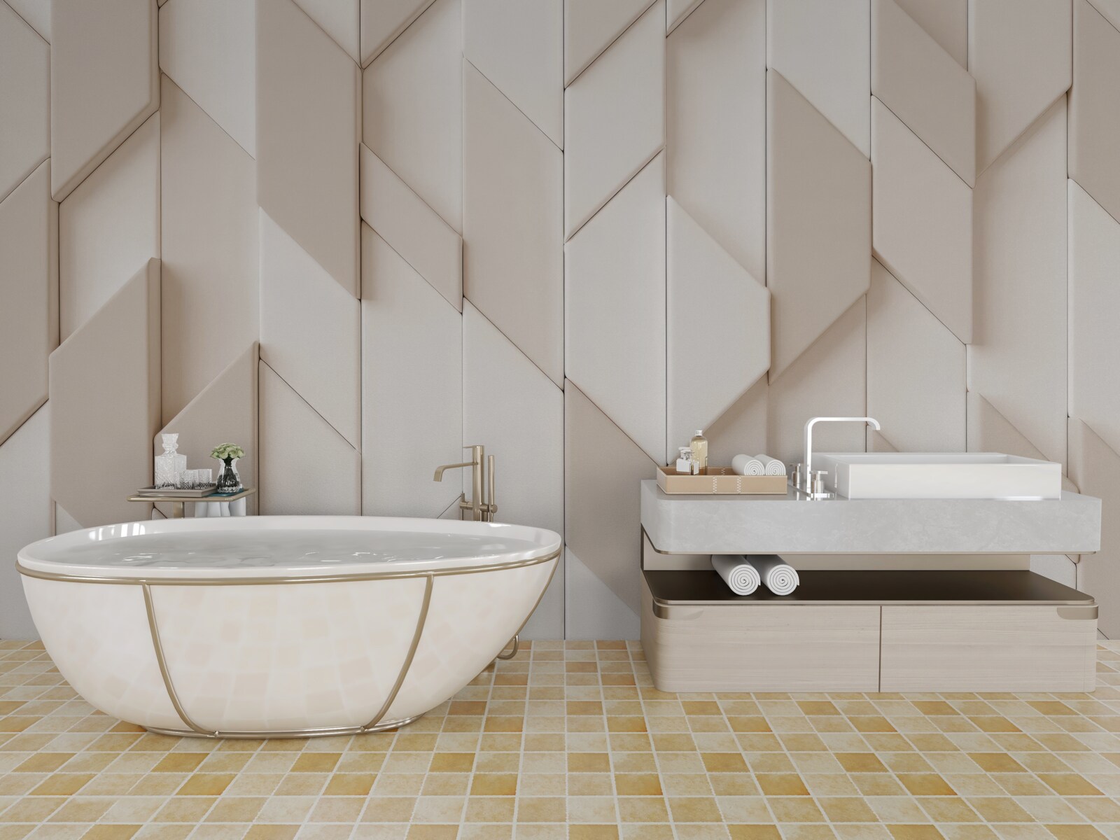 Fototapeta trójwymiarowe kształty z czterema twarzami