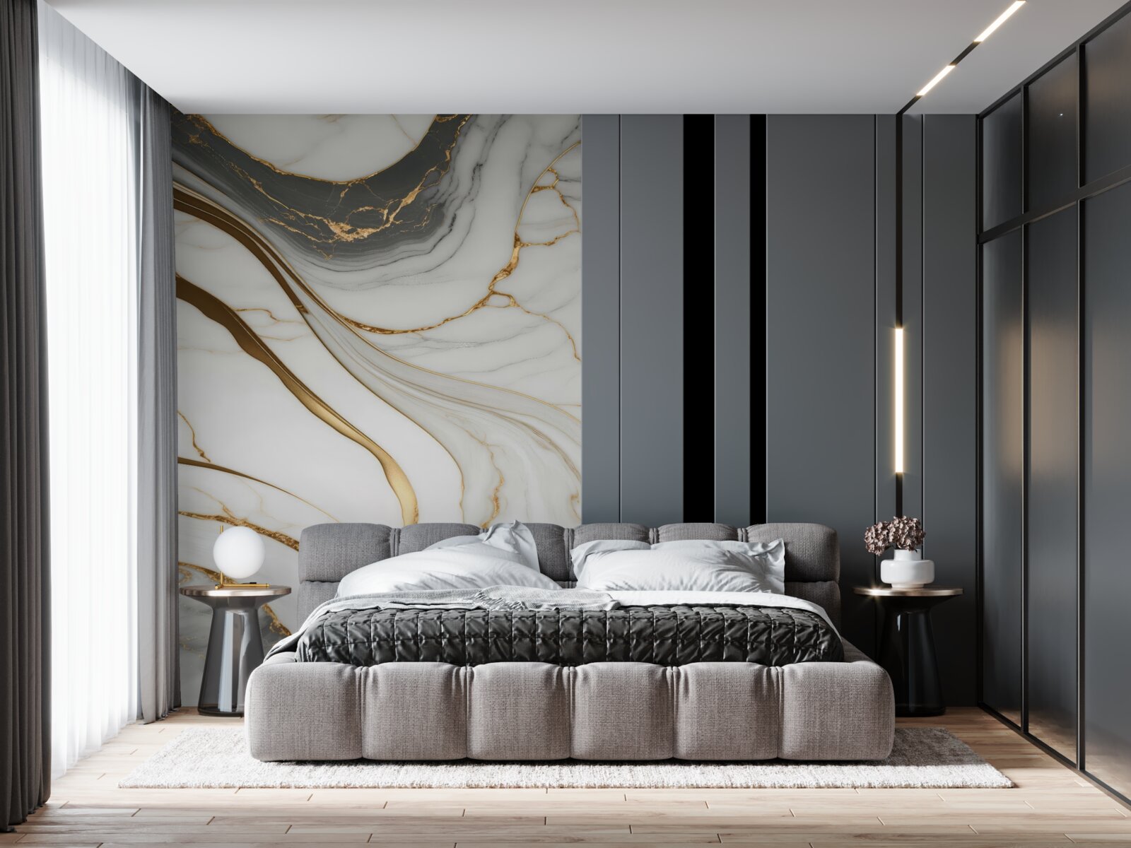 Fototapeta szary marmur ze złotymi odcieniami