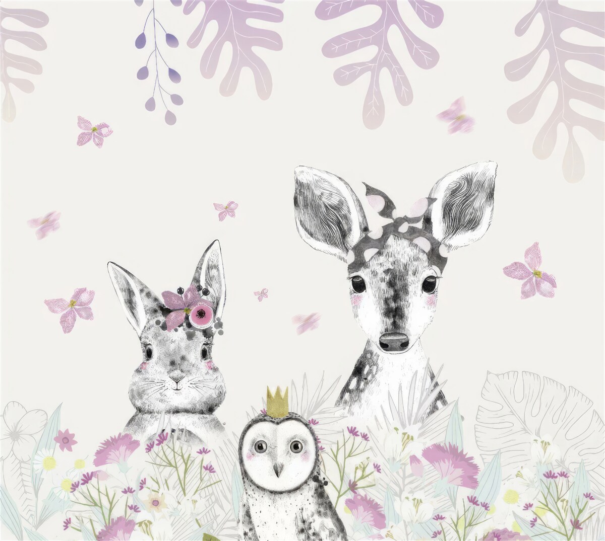 Fototapeta jasne tło z wizerunkami zwierząt