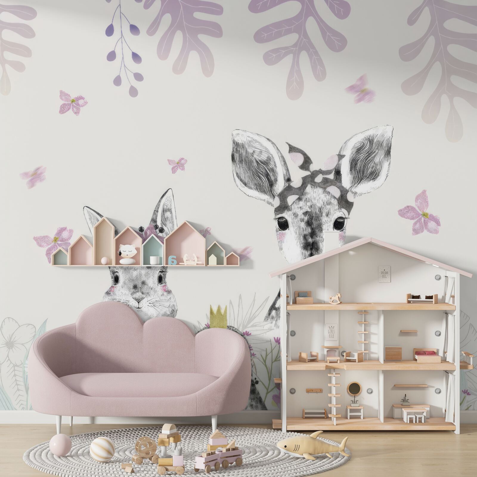 Fototapeta jasne tło z wizerunkami zwierząt