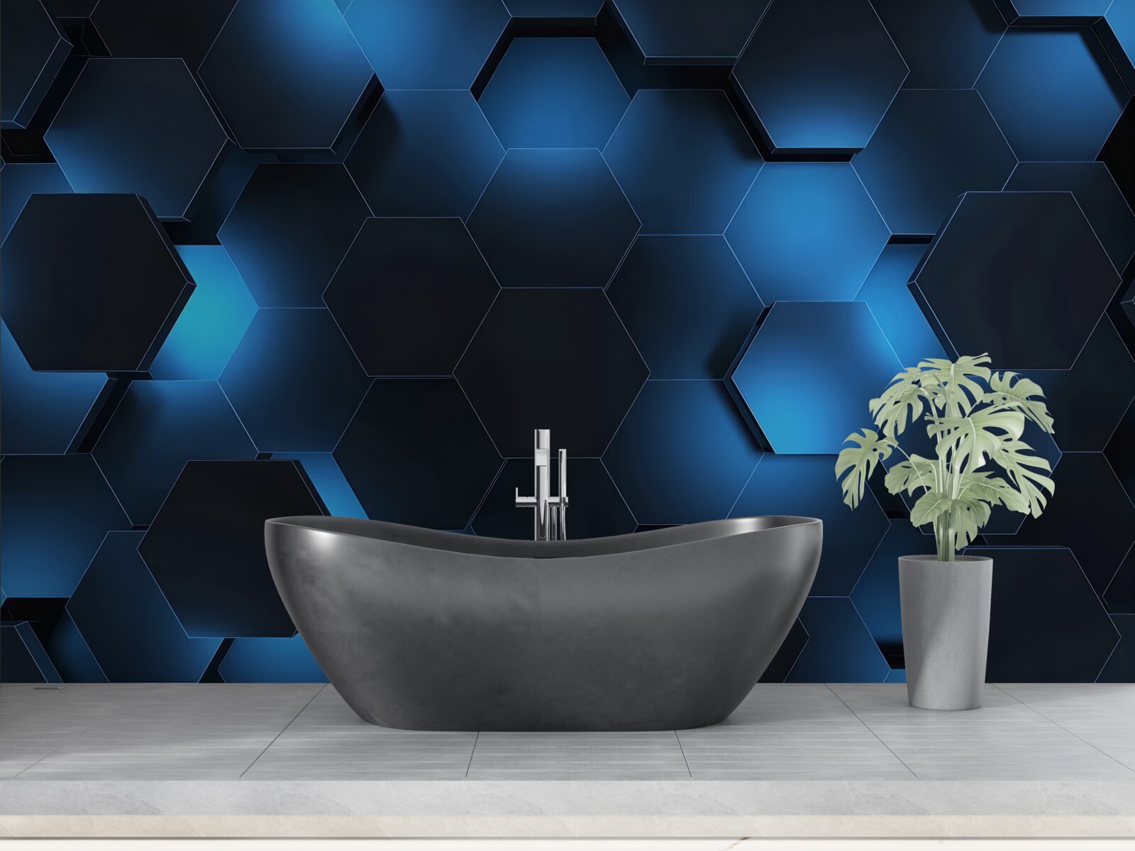 Fototapeta sześciokąty są ciemnoniebieskie