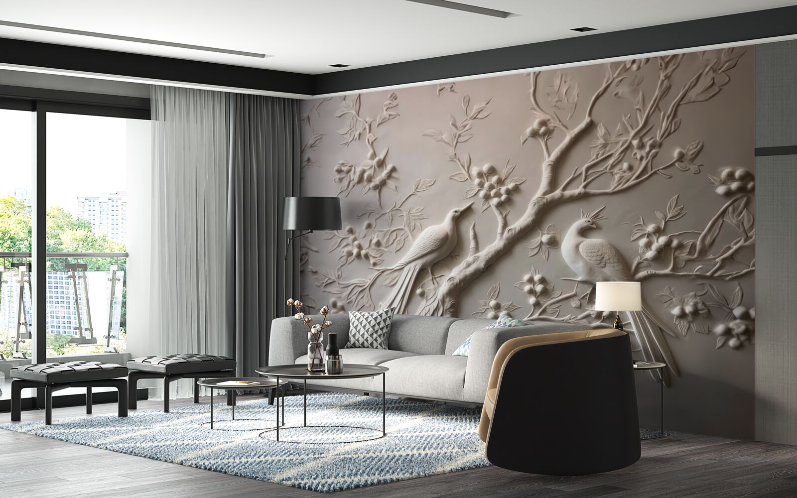 Fototapeta bujna gałąź i ptak