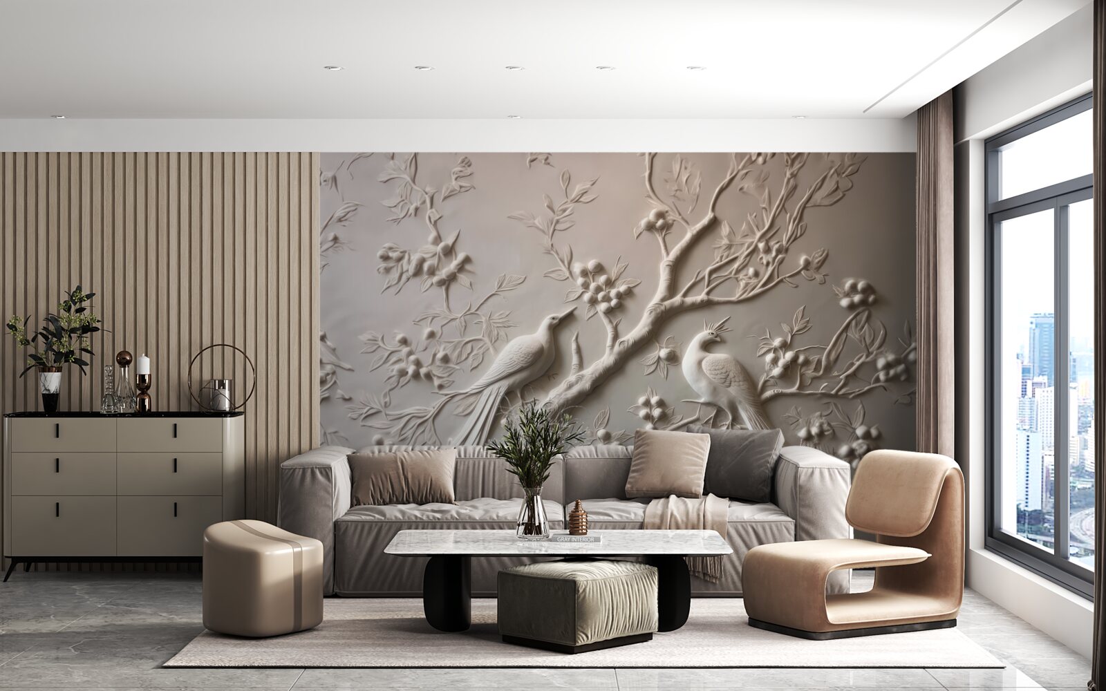 Fototapeta bujna gałąź i ptak