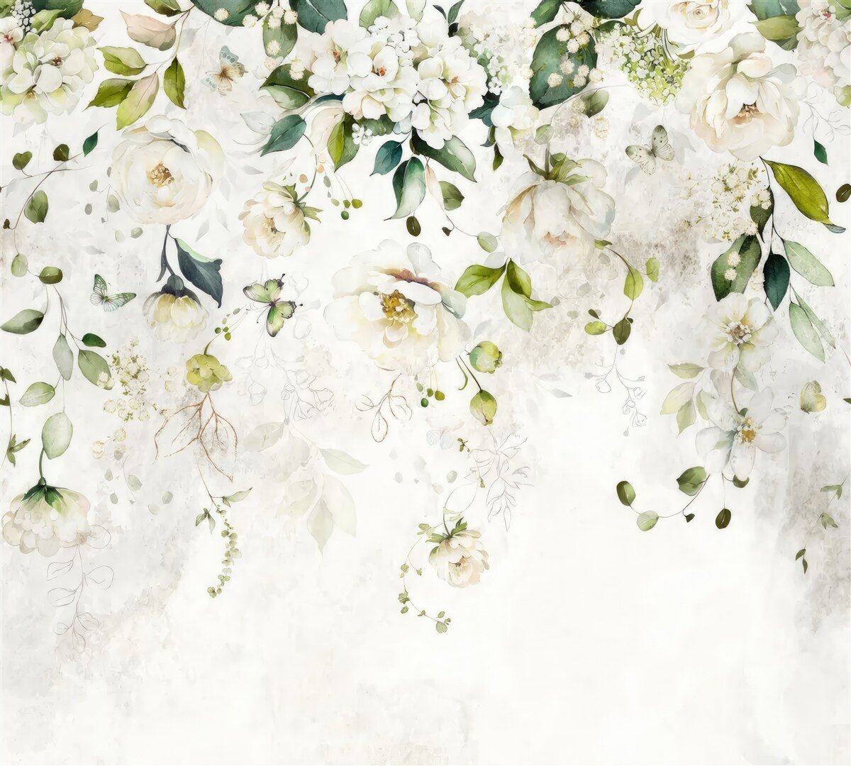 Fototapeta gałęzie ozdobione białymi kwiatami zwisają