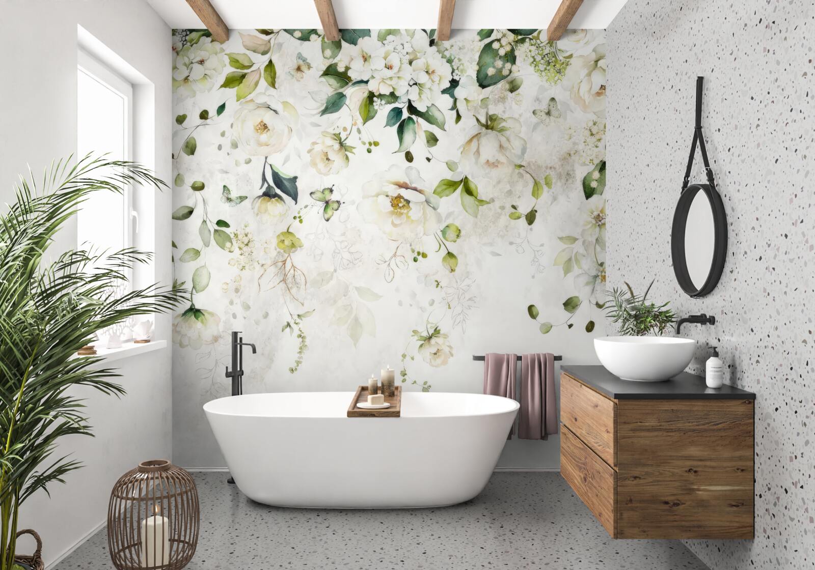 Fototapeta gałęzie ozdobione białymi kwiatami zwisają