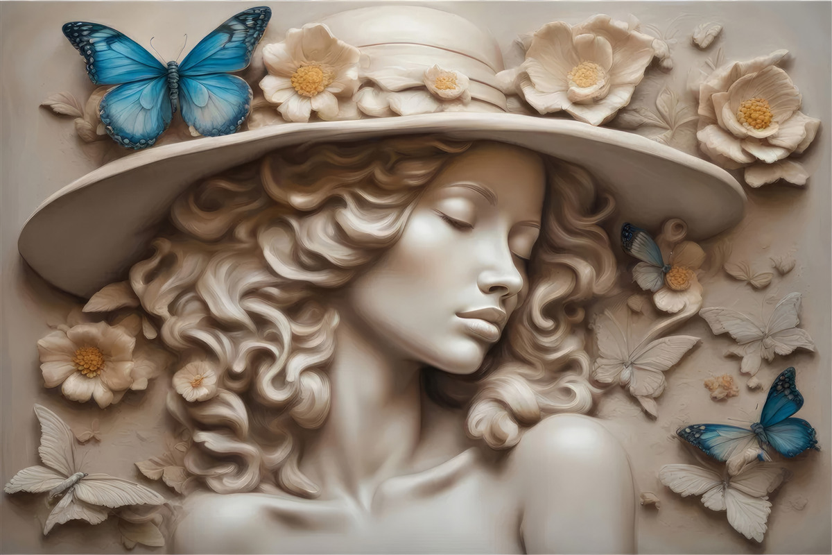 Fototapeta dziewczyna w kapeluszu i z zamkniętymi oczami