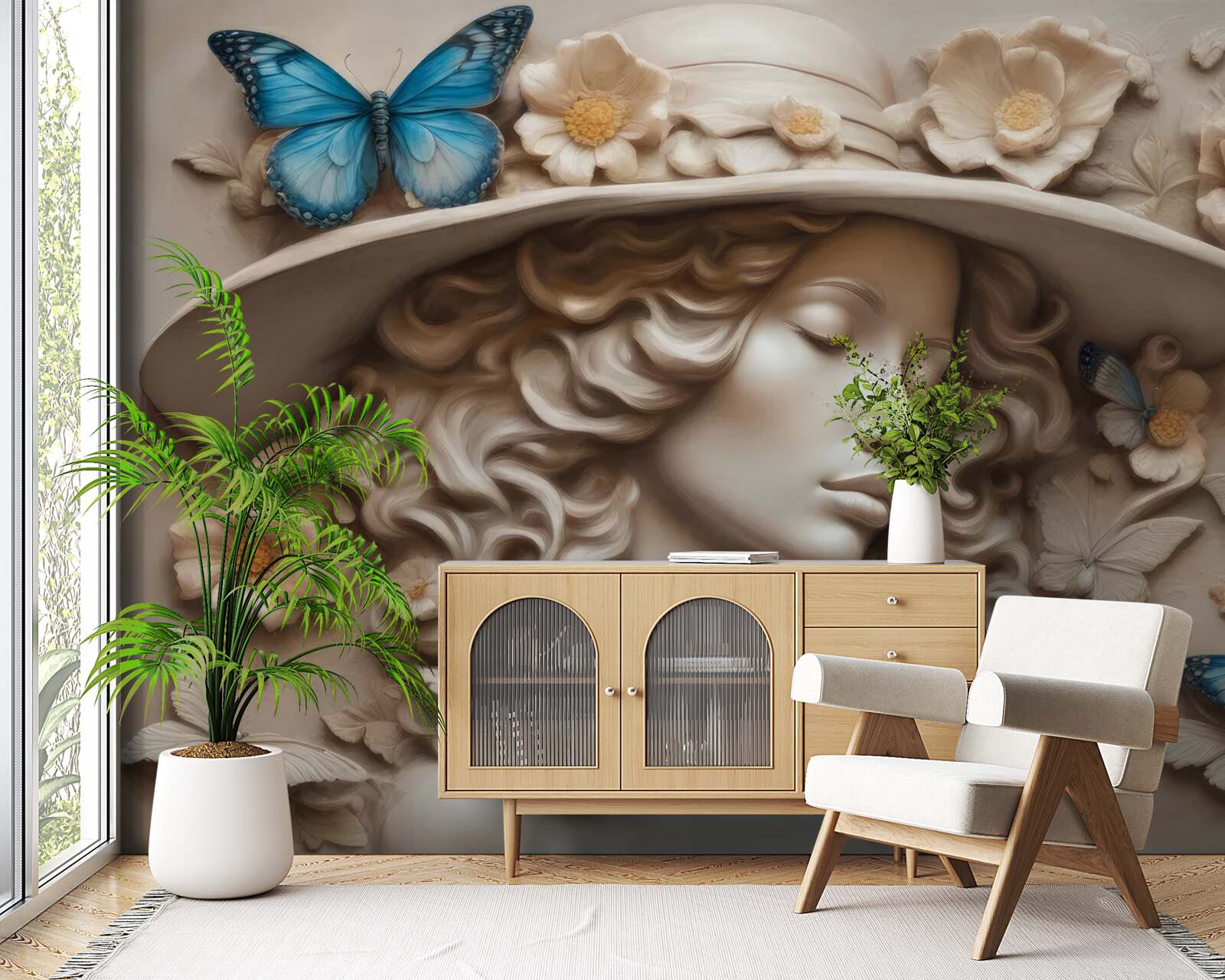 Fototapeta dziewczyna w kapeluszu i z zamkniętymi oczami