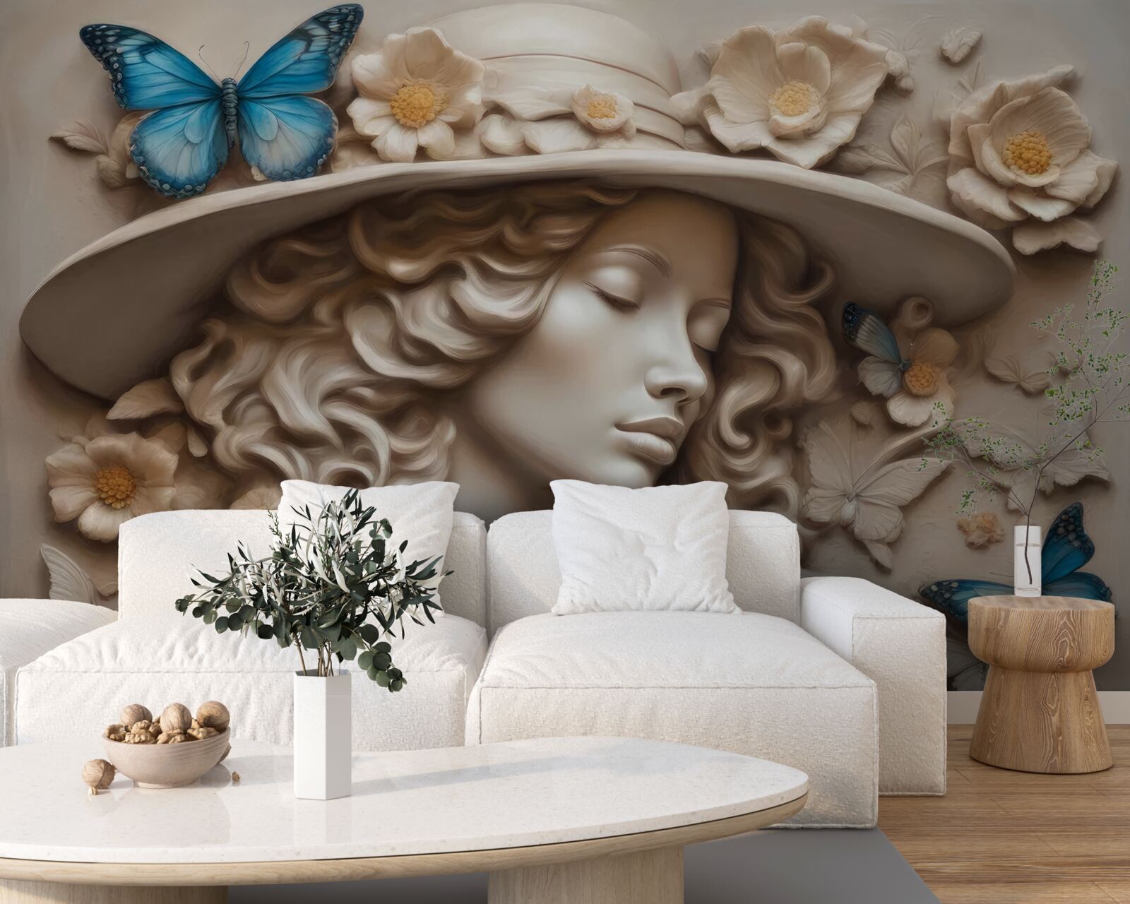 Fototapeta dziewczyna w kapeluszu i z zamkniętymi oczami