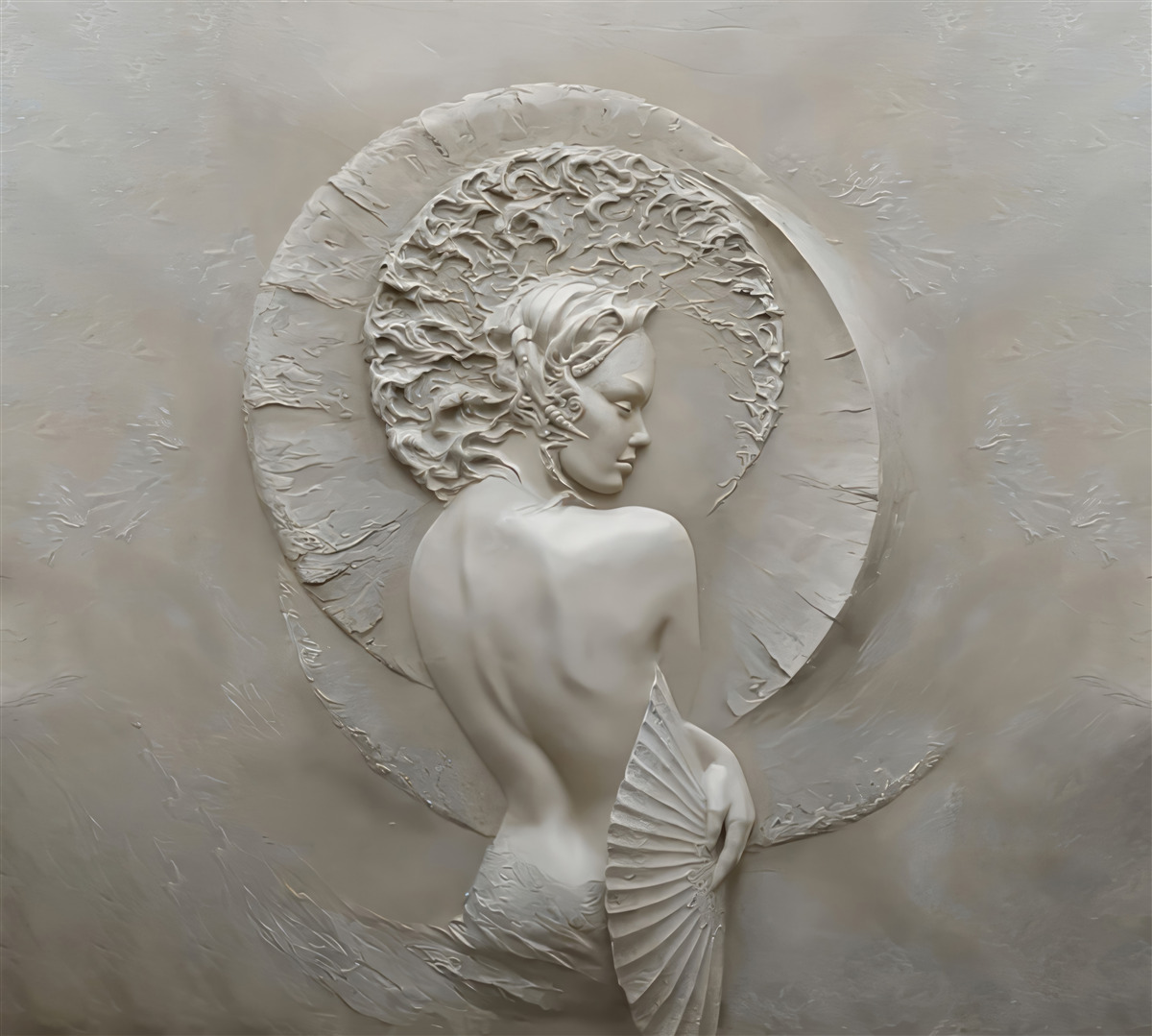 Fototapeta dziewczyna chowa twarz za wachlarzem