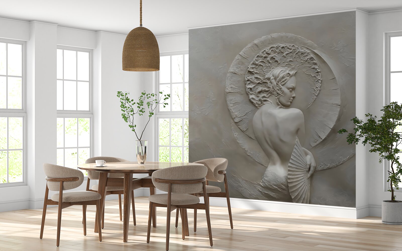 Fototapeta dziewczyna chowa twarz za wachlarzem