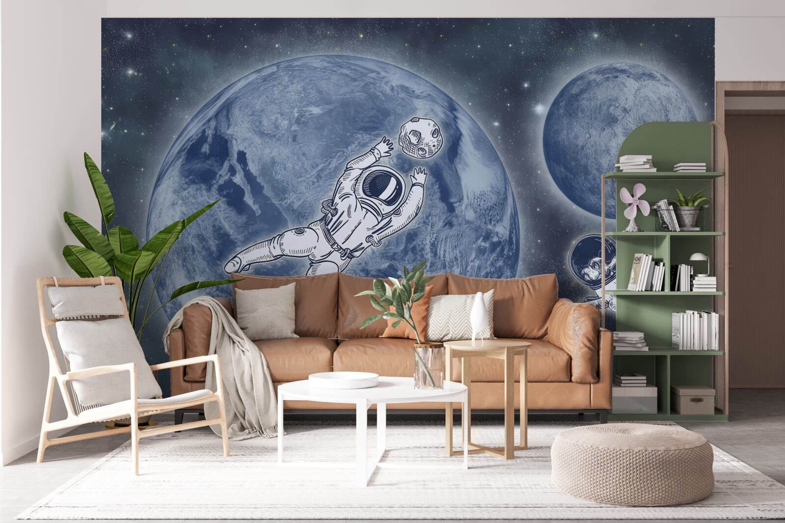 Fototapeta astronauta i pies polecieli w kosmos