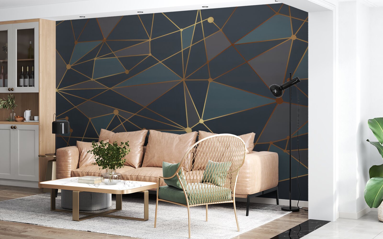 Fototapeta tło z geometrycznymi kształtami w ciemnych odcieniach